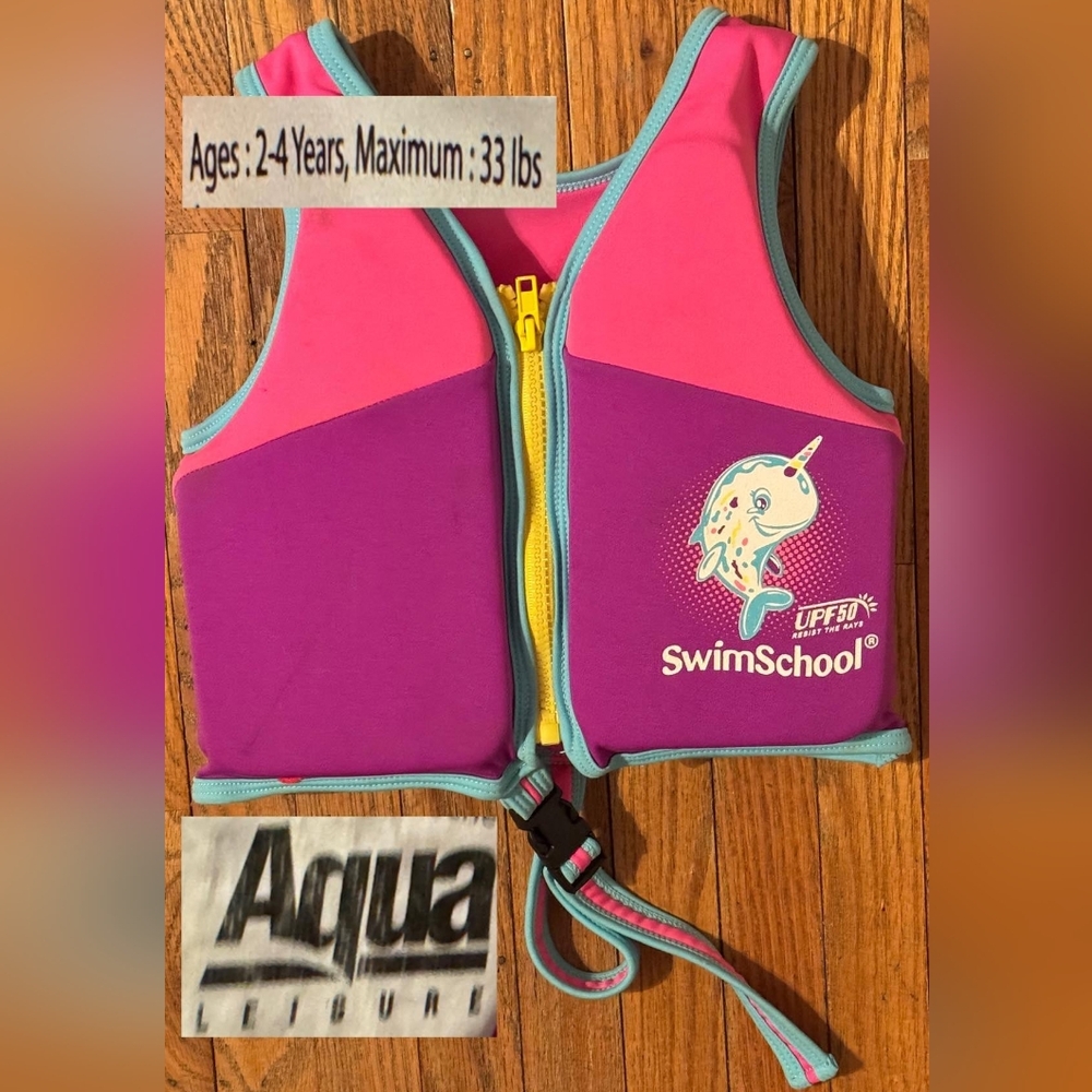 Aqua Swim Vest Pink and Purple Safety Gear